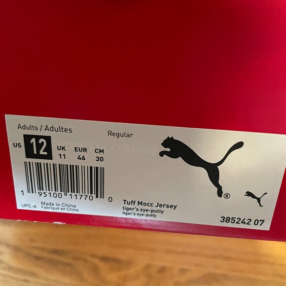 Firm. Rare Puma Tuff Mocc Jersey Slippers in Tiger's Eye. Men's 12. RUN SMALL! - Picture 3 of 12